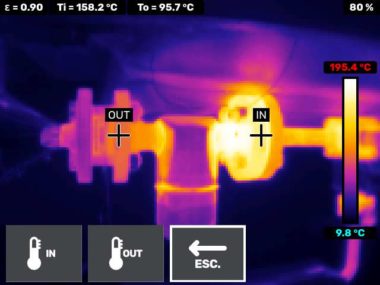 Temperature control on piping with embedded thermal camera 